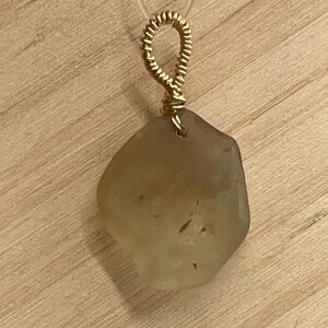 Elegant Libyan Desert Glass Gold Wire-Wrapped Pendant
